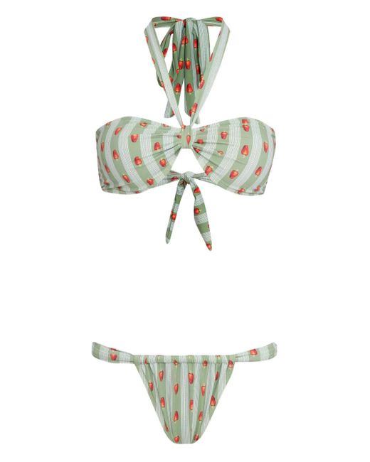 Brigitte Bardot White Strawberry-Print Bikini