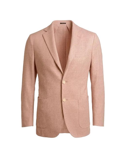 Sartorio Napoli Pink Woven-Texture Notch-Lapel Jacket for men