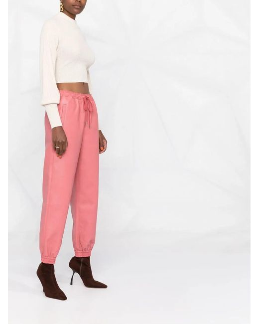 Stella McCartney Pink Faux-leather Tapered Trousers