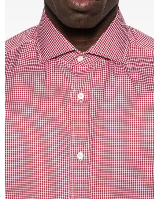 Camicia A Quadretti di Brunello Cucinelli in Pink da Uomo
