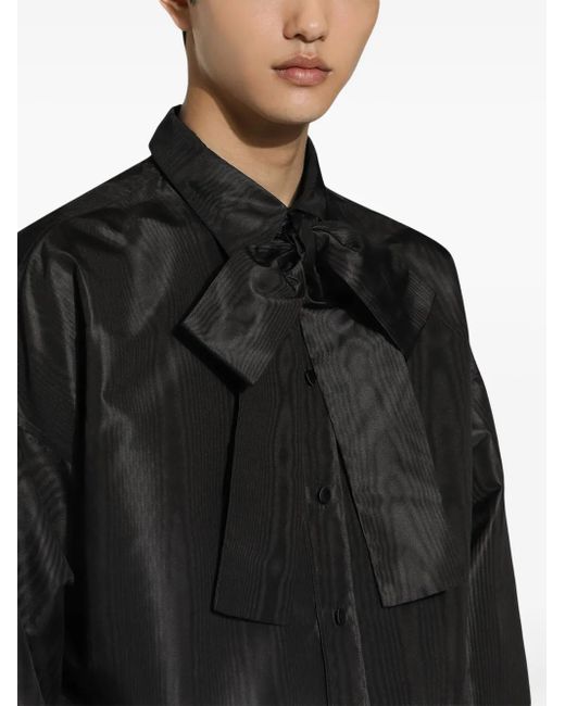 Dolce & Gabbana Black Silk Blend Bow-Tie Shirt for men