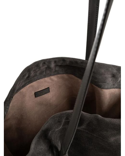 Jimmy Choo Black Drawstring Suede Tote Bag