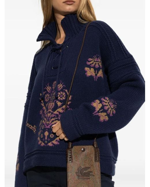 Etro Brown Paisley-Pattern Phone Bag