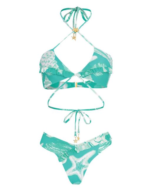 Amir Slama X Jade Jade スターフィッシュプリント ビキニ Green