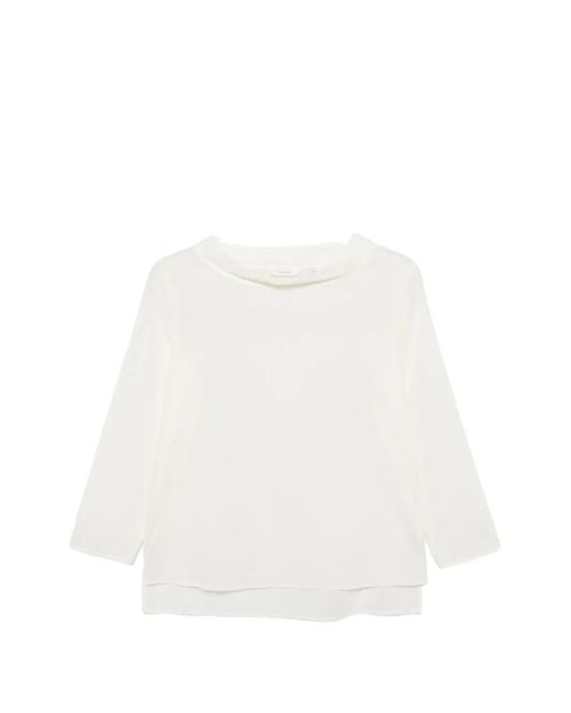 Xacus White Fil-Coupé Boat-Neck Top