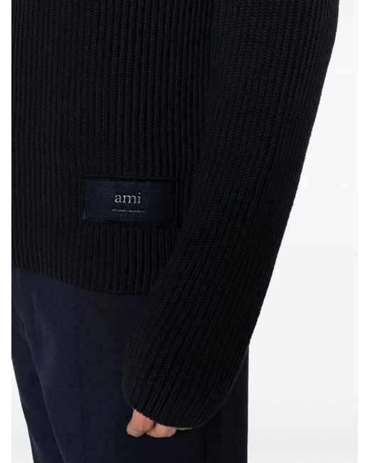 Pull En Maille Nervurée À Patch Logo AMI pour homme en coloris Blue