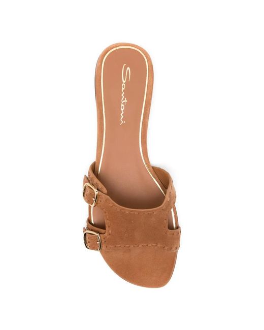Santoni Brown Buckle Detail Sandals