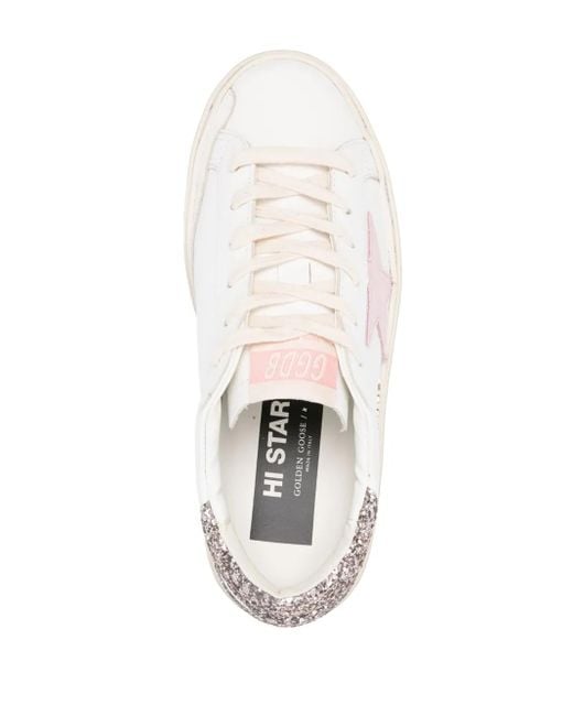 Golden Goose Deluxe Brand White Hi Star Leather Sneakers