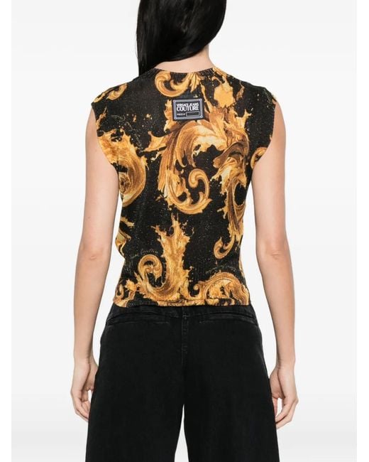 Versace Jeans Couture Metallic V-Neck Baroque-Print Vest