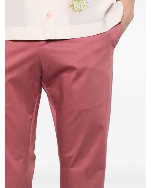 PT Torino Red Slim-fit Cotton Trousers for men