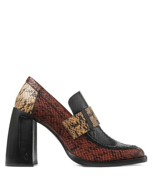 Jimmy Choo Brown 80Mm Tylor Snakeskin-Effect Block-Heel Pumps