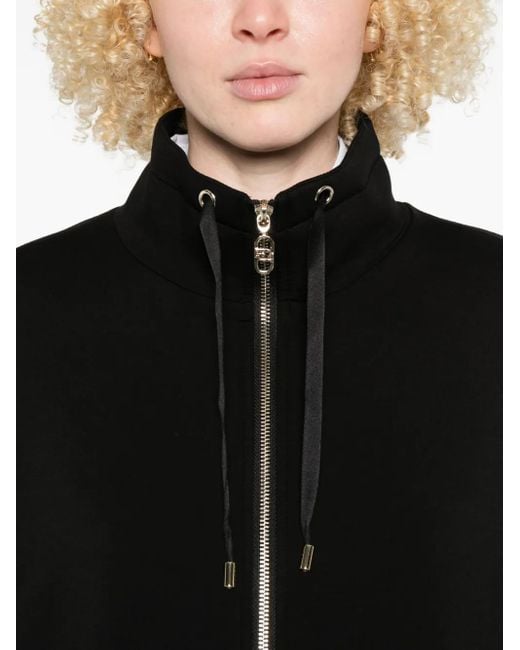 Liu Jo Black Quilted-Panel Zip-Up Scuba Jacket
