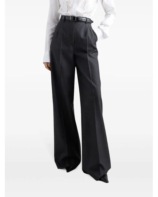 Dolce & Gabbana Blue Virgin Wool Palazzo Pants