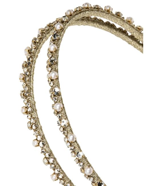 Jennifer Behr Metallic Gina Crystal-Embellished Double Headband