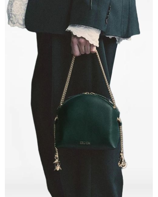 Erdem Black Flora Evening Leather Tote Bag