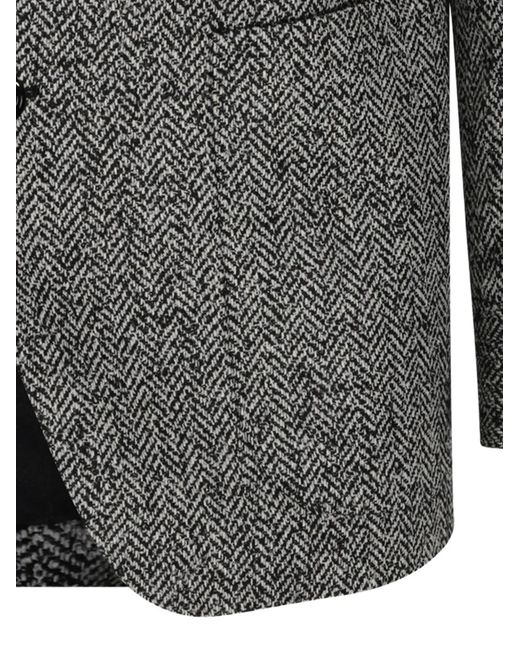 Lardini Gray Herringbone-Pattern Wool-Blend Jacket for men
