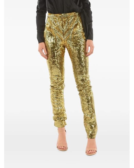 Philipp Plein Green Sequin-Embellished Trousers