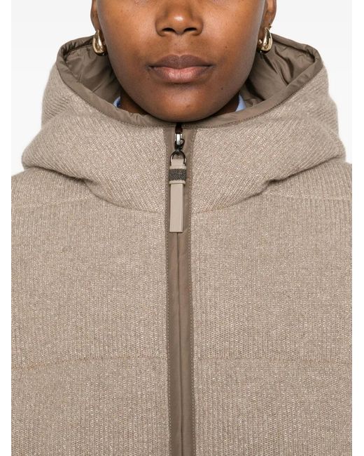 Brunello Cucinelli Natural Hooded Puffer Jacket