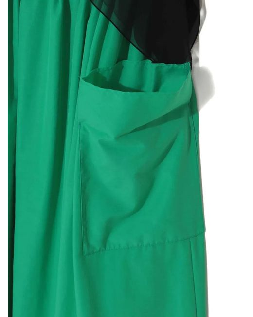 Undercover Green Sheer-Panelled Cargo Midi Dress