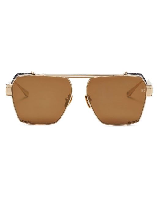 BALMAIN EYEWEAR Brown Premier Square-frame Sunglasses