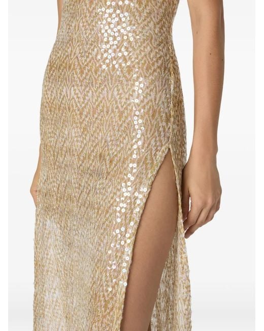 Missoni White Robe Longue À Ornements En Sequins