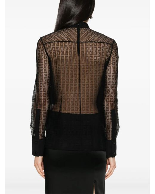 Givenchy Black 4G-Pattern Silk Blouse