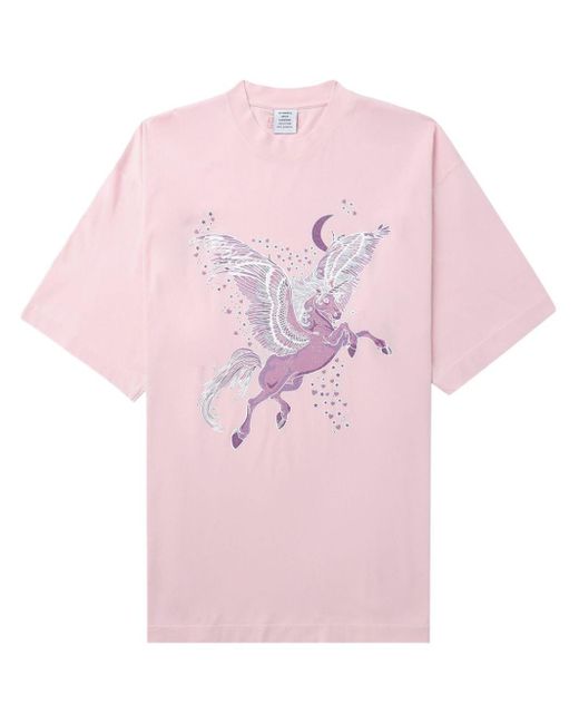 Vetements Pink Pegasus-print Cotton T-shirt