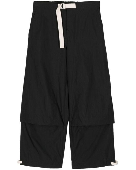 Jil Sander Drawstring Cropped Trousers Black