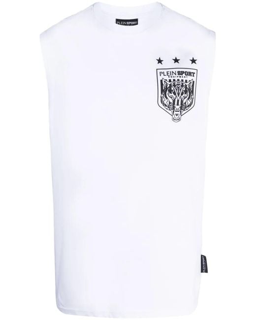 Philipp Plein White Logo-Print Cotton Vest for men