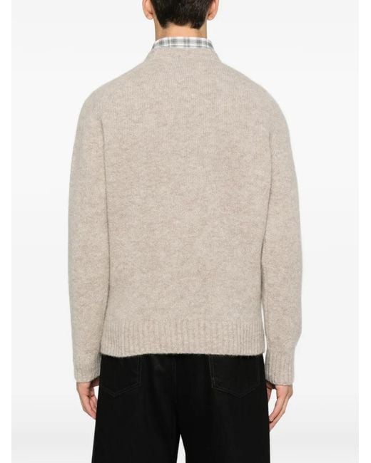 FILIPPO DE LAURENTIIS Natural Ribbed Crew Neck Sweater for men