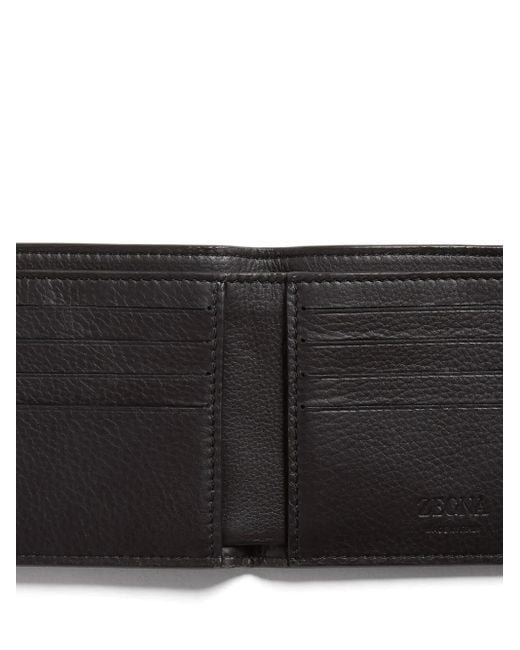 Zegna Black Bi-Fold Deerskin Leather Wallet for men