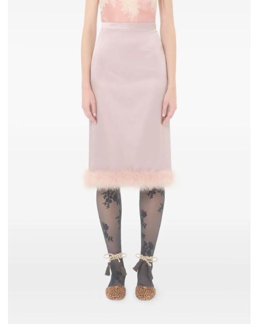 Valentino Garavani Pink Satin Skirt With Feathers