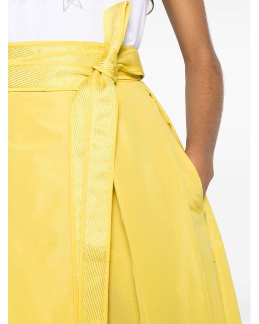Pinko Yellow Belted Taffeta Maxi Skirt