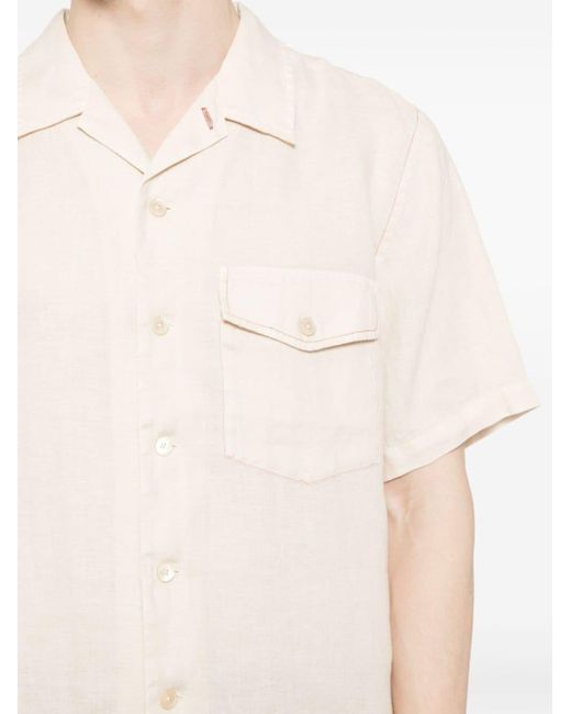 PS by Paul Smith White Contrast-stitching Linen Shirt for men