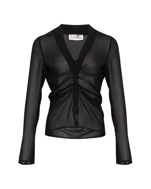 MM6 by Maison Margiela Black Haut Froncé À Col V