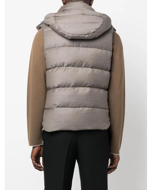 Moorer Gray Hooded Sleeveless Padded Gilet for men
