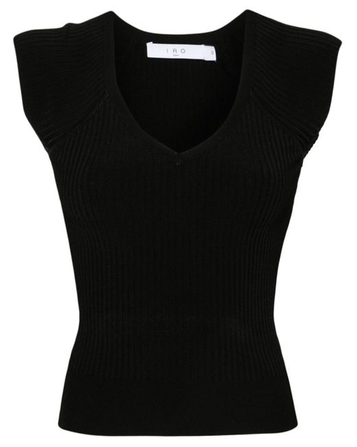 IRO Black Theanne Ribbed-Knit Tank Top