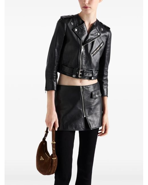 Prada Black Leather Biker Jacket