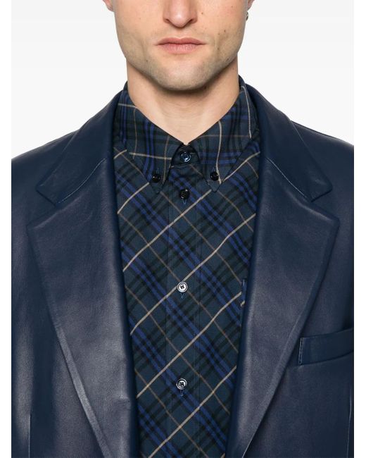 Burberry Blue Checked Shirt Jacket for men