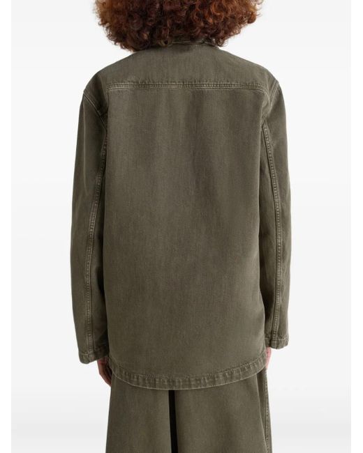 Lemaire Green Double-Breasted Patch-Pocket Blazer
