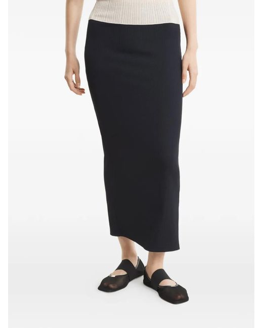 Maison Kitsuné Black Split Ribbed Skirt