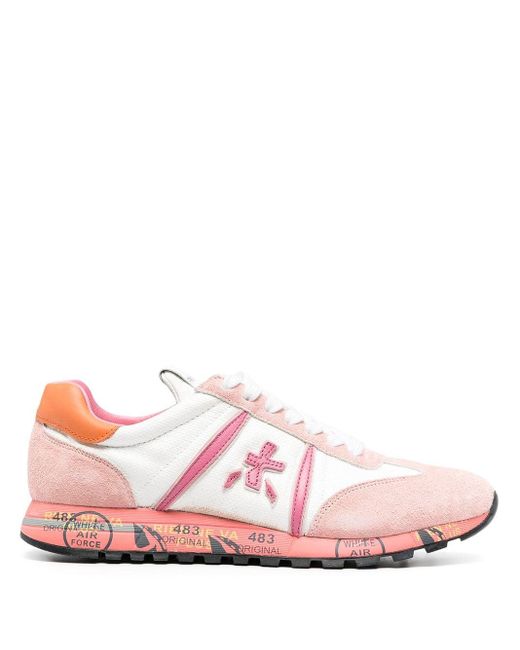 Premiata Pink Logo-patch Lace-up Sneakers