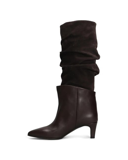 strategia shoes Black Pointed-Toe Slouchy Knee-High Boots