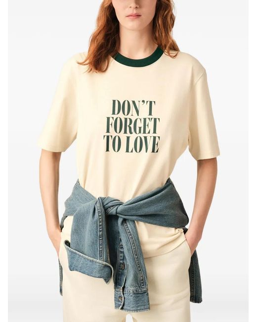 AMI Natural Printed Cotton Don'T Forget To Love T-Shirt