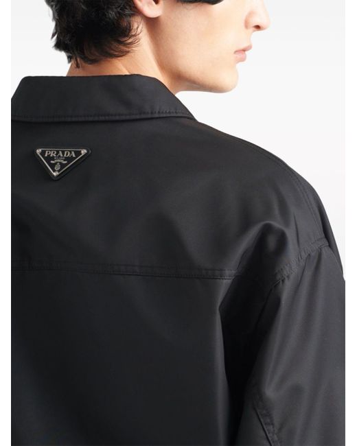 Prada Black Re-nylon Crinkled-finish Shirt Jacket for men