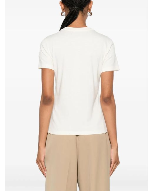 Moncler White Logo-Embroidered Cotton T-Shirt