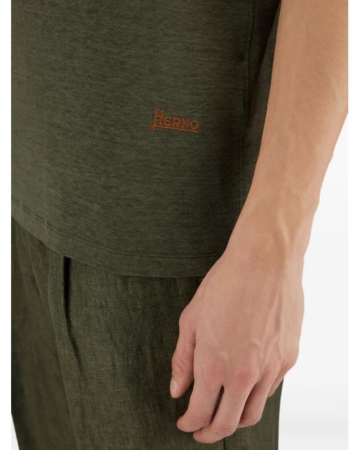 Herno Gray Resort Linen Jersey T-Shirt for men