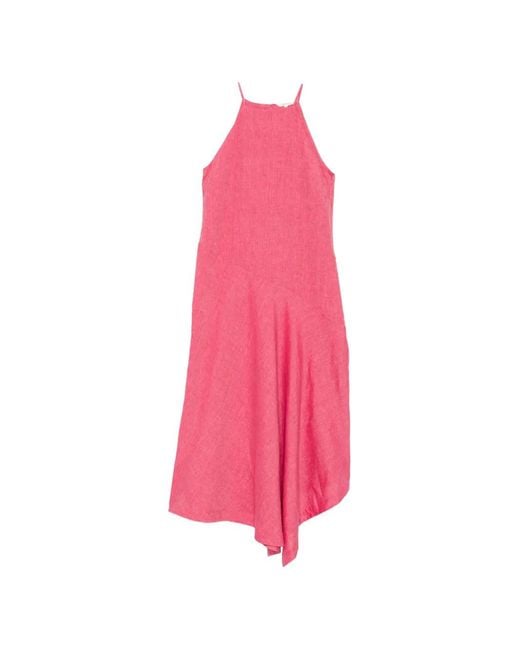 Xacus Pink Asymmetric-Hem Maxi Dress