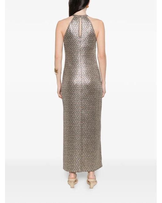 Siyu White Basketweave-Pattern Maxi Dress