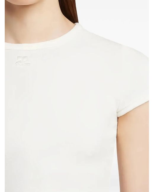 Courreges White Baby Spongy Logo-Patch T-Shirt